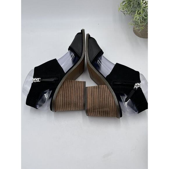 Tom's Majorca Black Suede Cutout Block Summer Stacked Heel Sandal Sz 8.5/39 - Picture 10 of 15